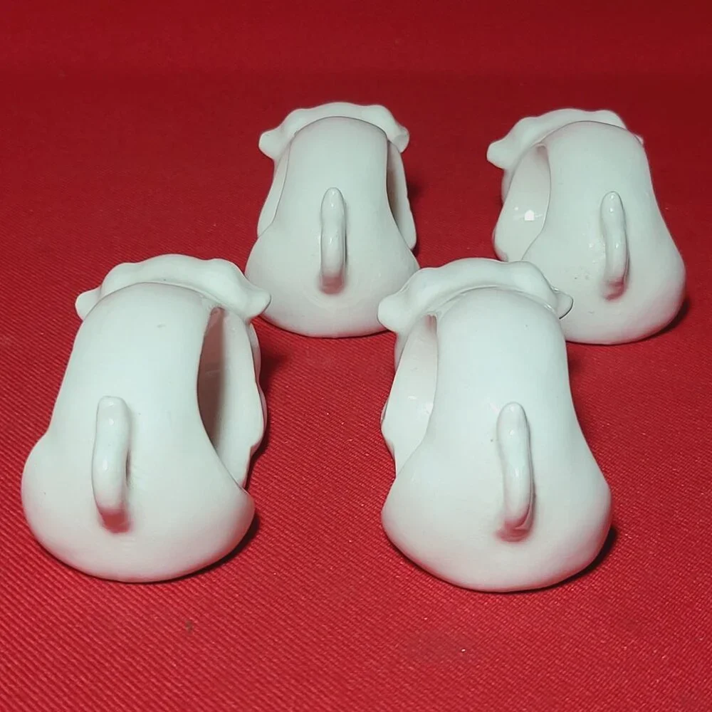 Vintage Napkin Holder Ring Pigs Porcelain White Piggy Napkin Rings Set of 4